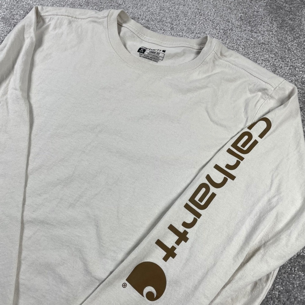 Carhartt T Shirt Womens Extra Large 16 18 Dearborn Loose Long Sleeve Logo White - Picture 2 of 13